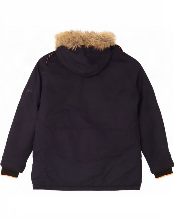 Jaqueta Parka masculina Superdry com capuz UK 44 2XL poliéster azul marinho