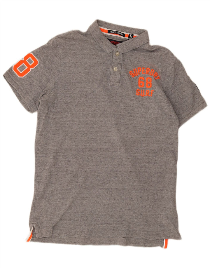 Camisa polo gráfica masculina Superdry 2XL algodão cinza