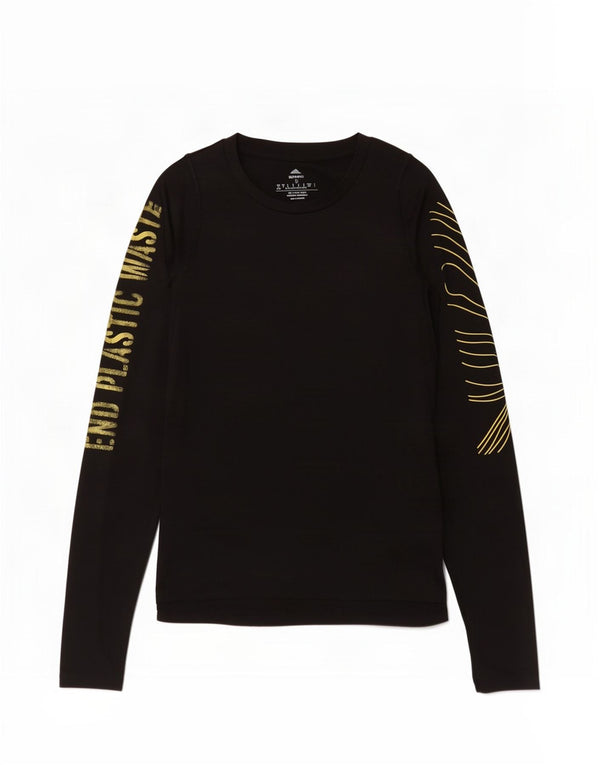 Top gráfico feminino Adidas manga comprida Reino Unido 8/10 pequeno poliéster preto