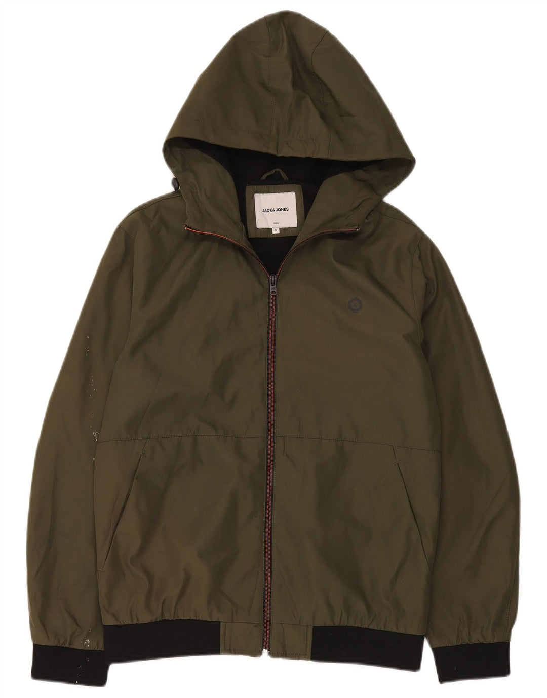 Jaqueta corta-vento masculina Jack & Jones com capuz Reino Unido 36 poliéster cáqui pequeno