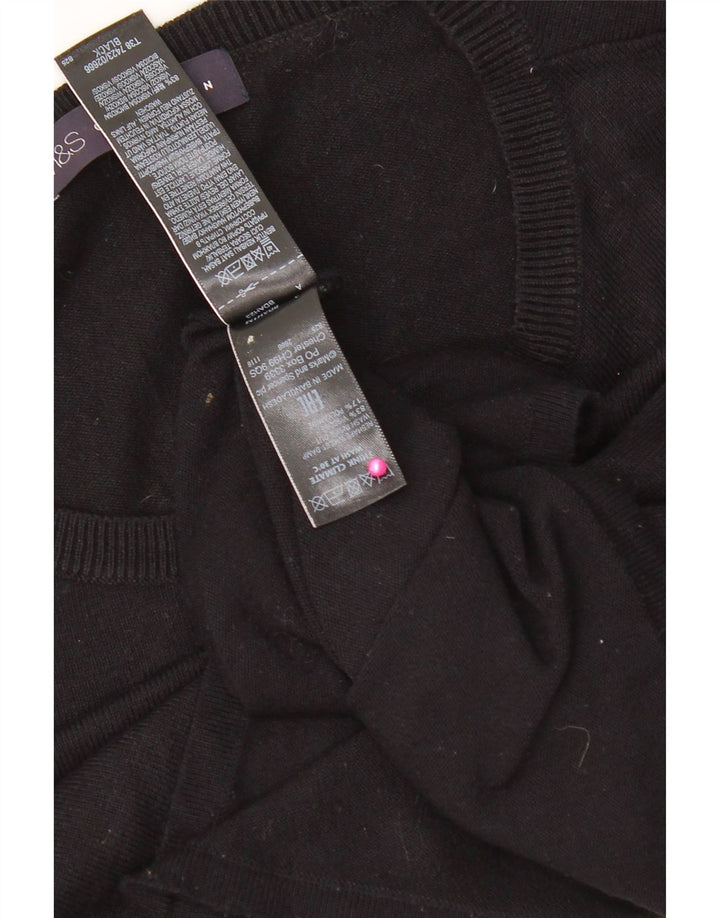 Marks & Spencer Top feminino oversized manga 3/4 UK 8 pequeno preto viscose