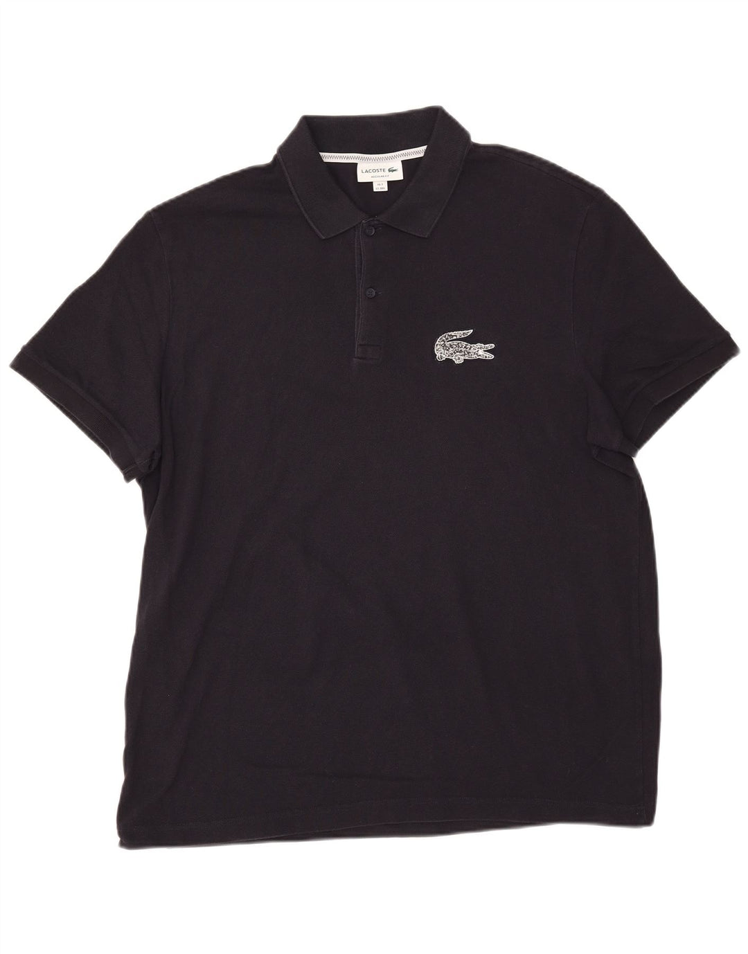 Camisa polo masculina Lacoste Regular Fit tamanho 7 2XL azul marinho