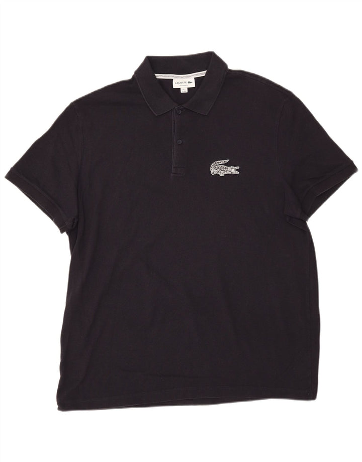 Camisa polo masculina Lacoste Regular Fit tamanho 7 2XL azul marinho