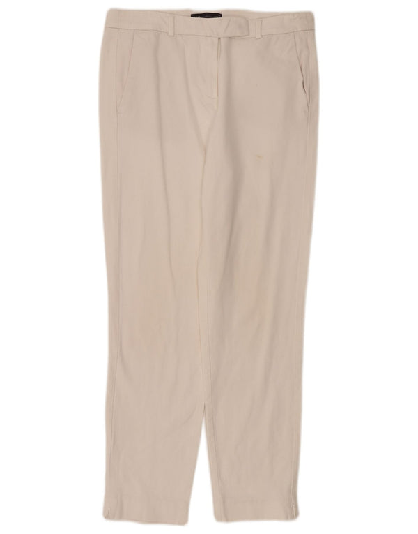 Calça feminina Marks & Spencer Slim Suit Reino Unido 12 Médio W30 L28 Branco