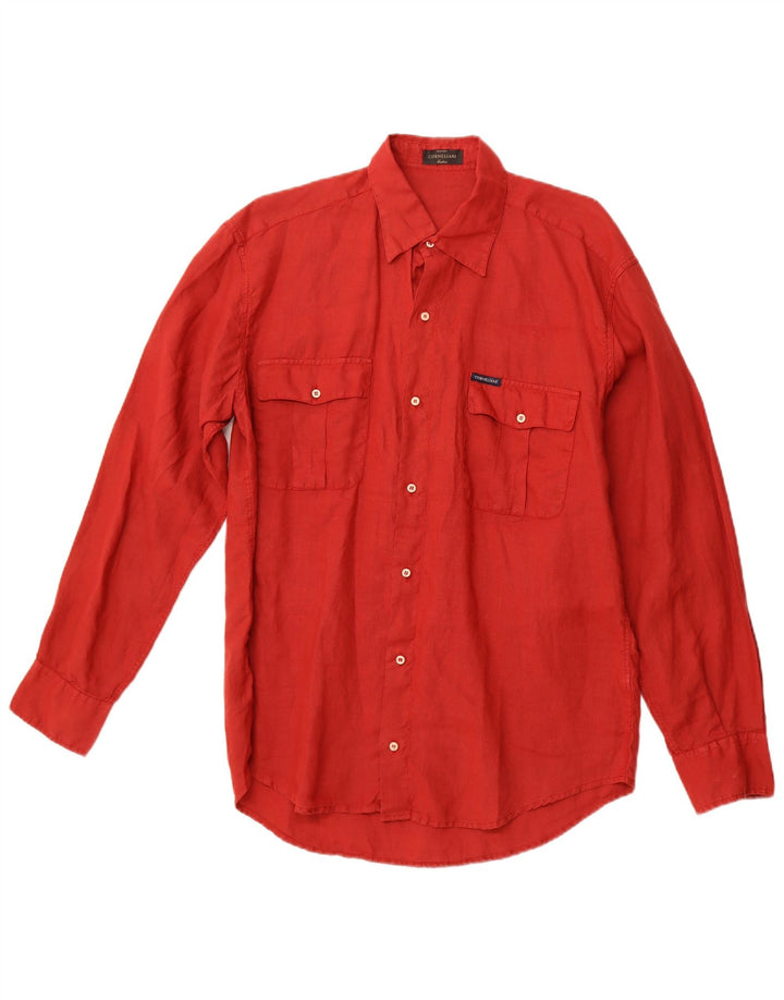 Camisa masculina CORNELIANI tamanho 41 16 grande linho vermelho