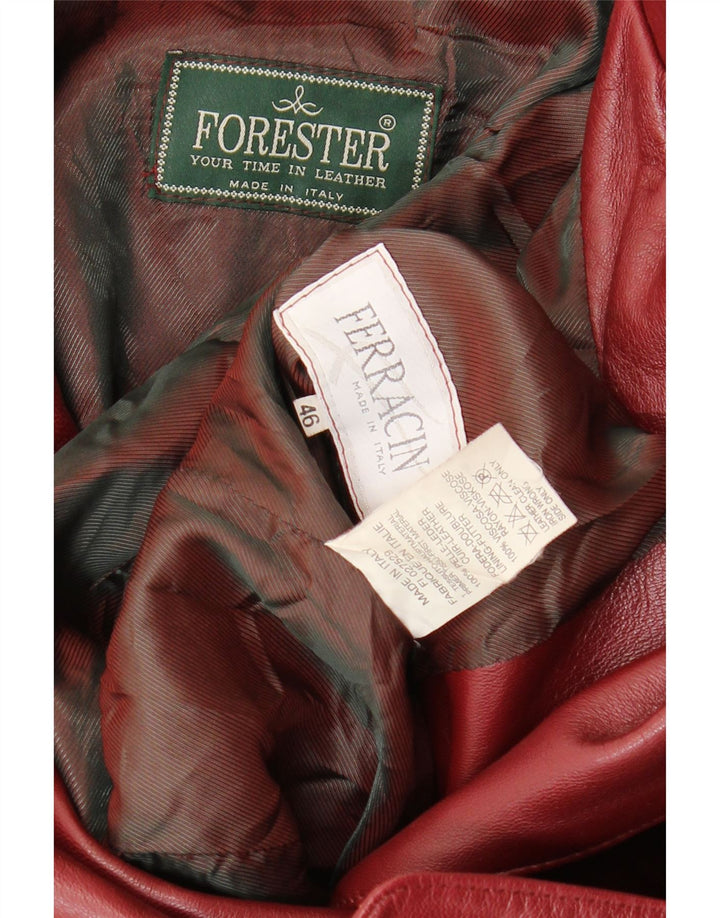 Jaqueta Blazer Feminina de Couro com 3 Botões Forester IT 46 Couro Borgonha Grande