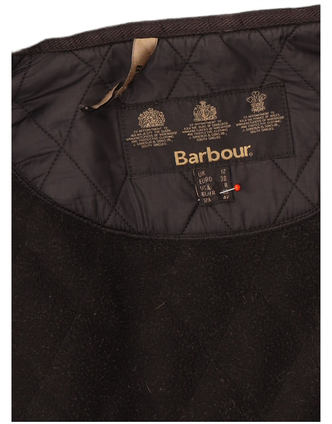 Jaqueta utilitária acolchoada feminina Barbour UK 12 médio preto