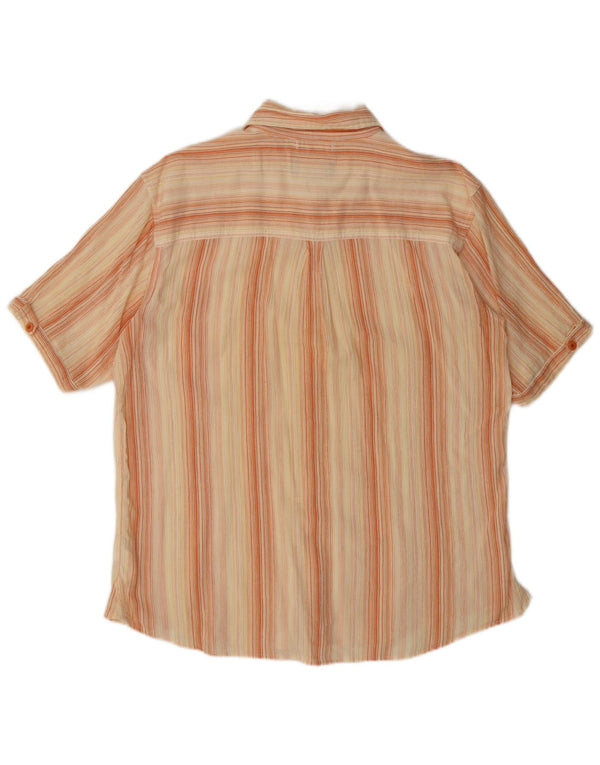 Wrangler Camisa masculina de manga curta de algodão listrado bege médio