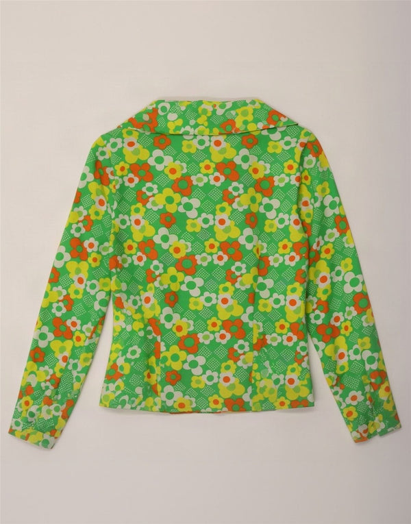 Vintage Womens Cardigan Top UK 10 Small Green Floral