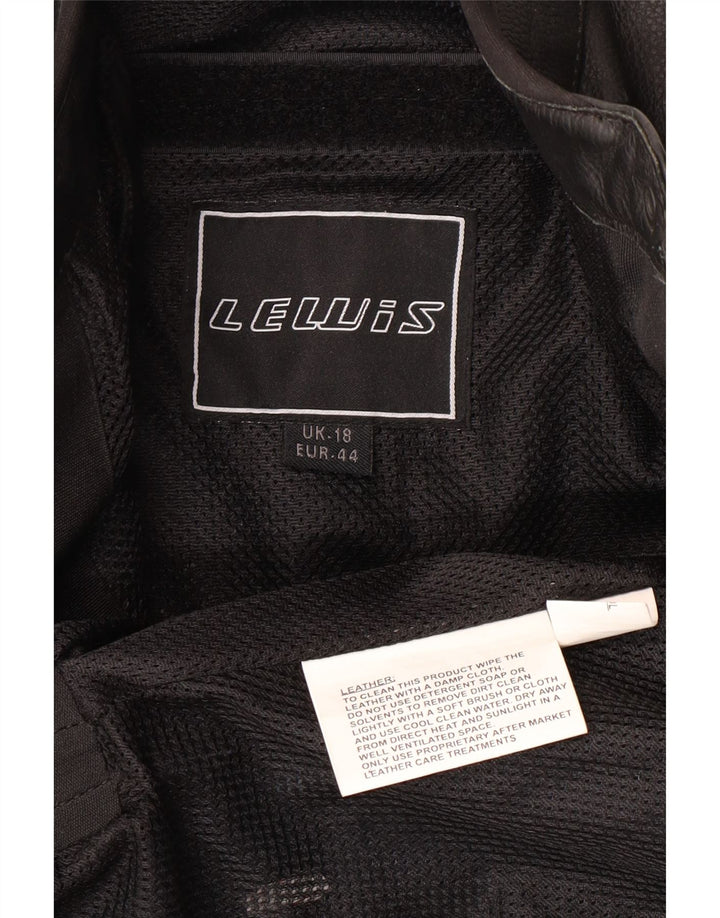 LEWIS Jaqueta feminina de couro para motociclista UK 18 XL couro preto