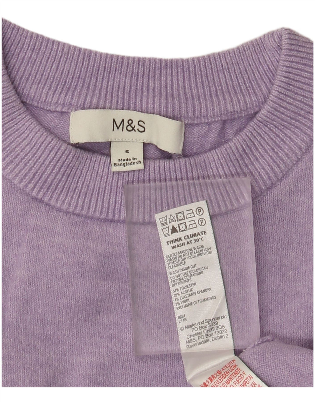 Suéter feminino Marks & Spencer com gola redonda Reino Unido 10 pequeno roxo