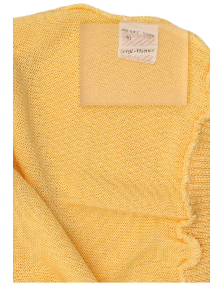 Suéter feminino vintage com gola canoa UE 40 médio amarelo geométrico