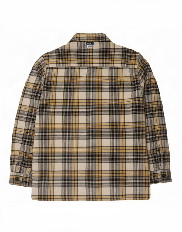Camiseta masculina de flanela Marks & Spencer, camisa grande de algodão xadrez amarelo
