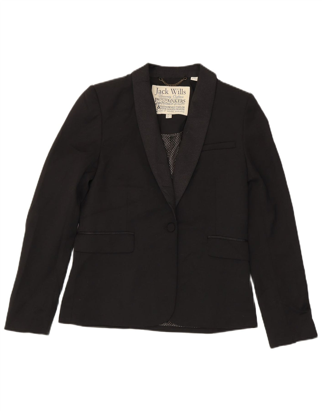 Jaqueta blazer feminina Jack Wills University Outfitters Reino Unido 10 pequena preta