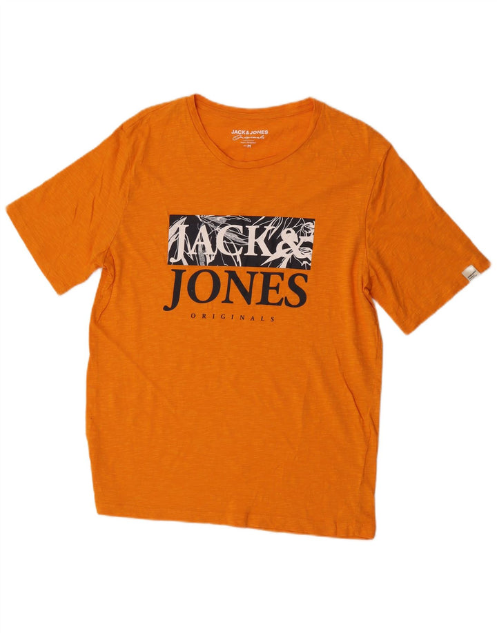 Camiseta gráfica masculina Jack & Jones Top laranja médio