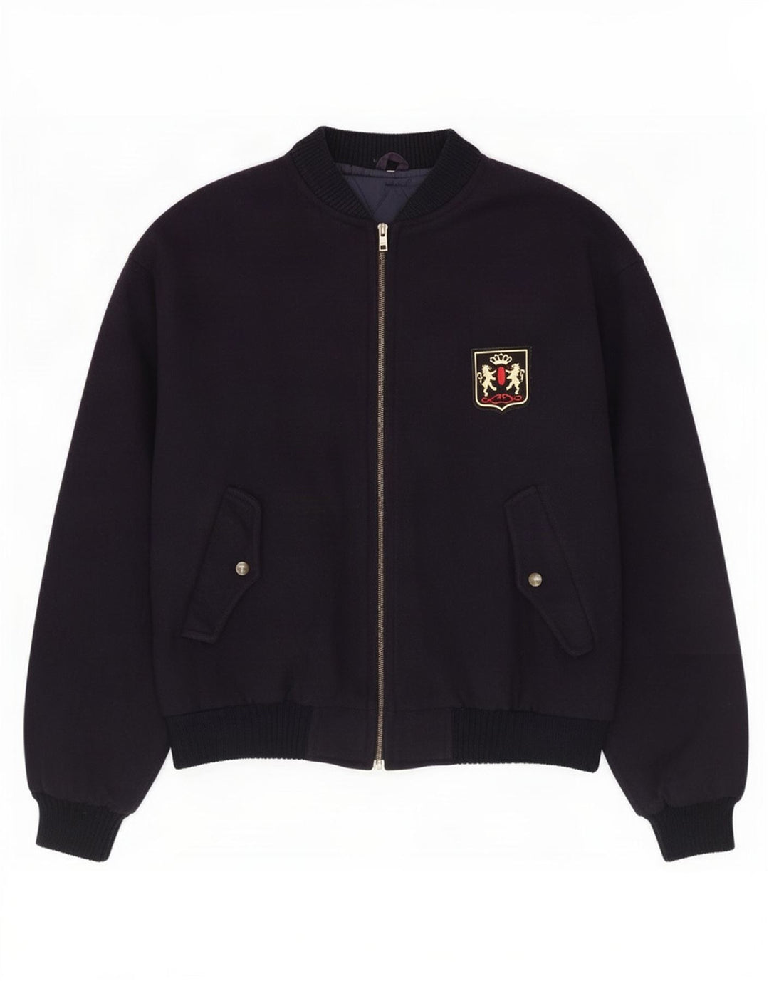 Jaqueta bomber masculina vintage UK 40 grande lã azul marinho