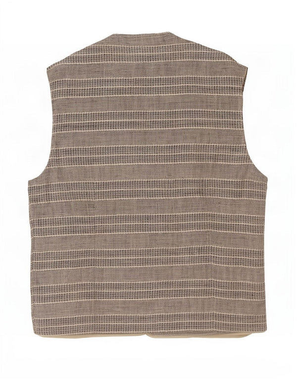 Colete vintage masculino clássico ajuste grande listrado marrom