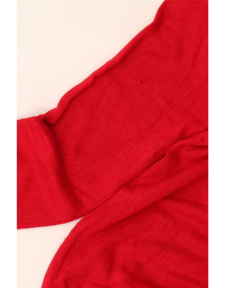 Suéter feminino Zara com gola redonda, Reino Unido 10, viscose vermelha pequena
