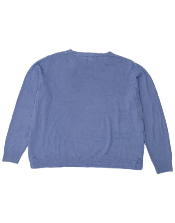 Suéter feminino Marks & Spencer com ajuste solto e gola canoa Reino Unido 18 XL azul