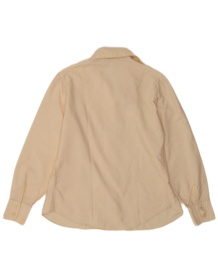 Camisa Blusa Feminina Vintage Reino Unido 12 Médio Off White Poliamida