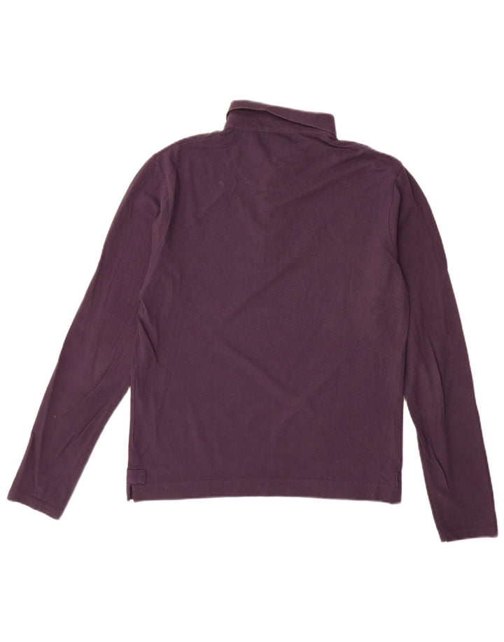 Camisa polo masculina de manga comprida DKNY de algodão roxo médio