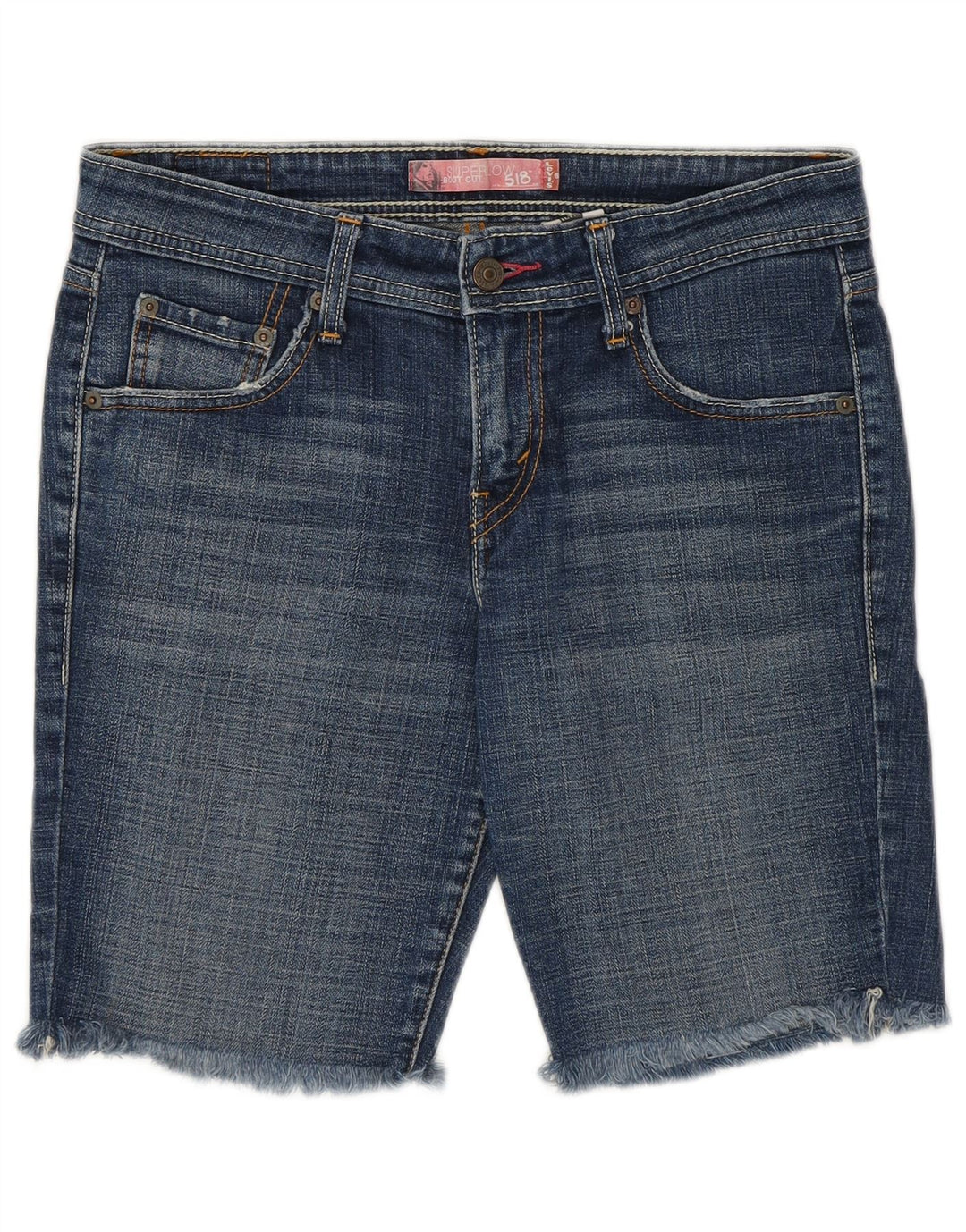 Shorts jeans feminino Levi's 518 cintura baixa tamanho 7 médio W30 algodão azul