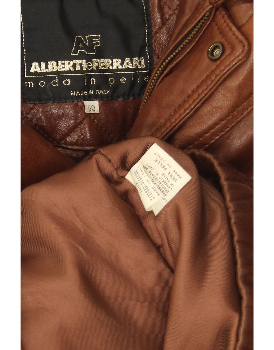 Jaqueta de couro bomber masculina vintage IT 50 grande marrom