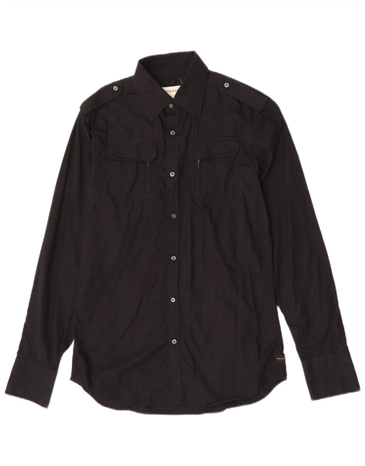 Camisa militar masculina diesel algodão preto médio
