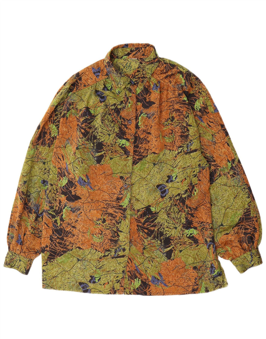 Blusa feminina vintage com padrão abstrato Reino Unido 16 verde grande