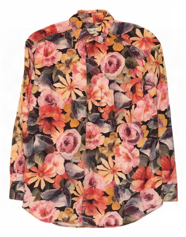 Camisa masculina de veludo Ingro Rose grande floral multicolorida