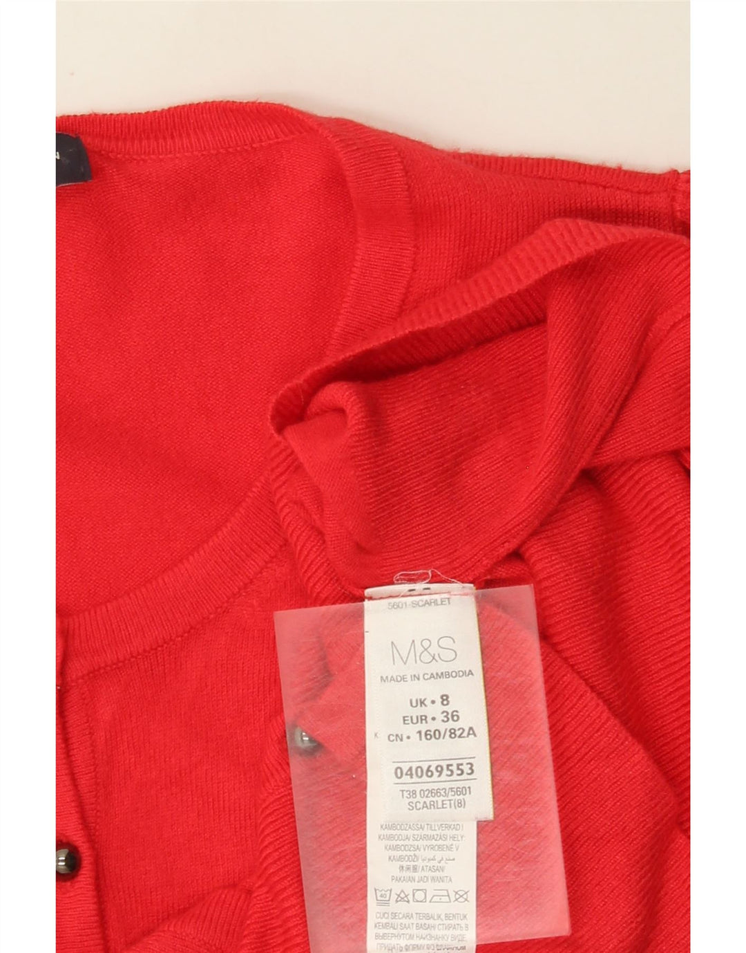 Suéter cardigã feminino Marks & Spencer Reino Unido 8 viscose vermelha pequena