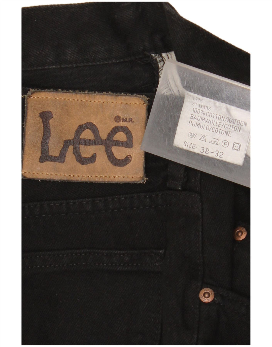 LEE Mens St.Louis Tapered Jeans W38 L32 Algodão Preto