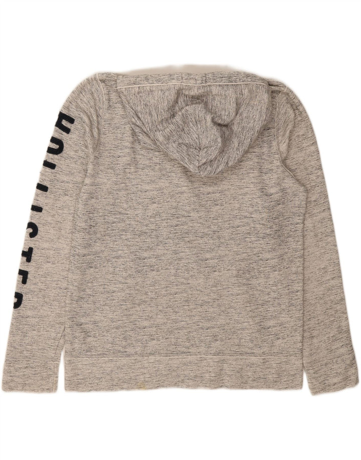 Suéter masculino com capuz gráfico HOLLISTER algodão manchado cinza médio