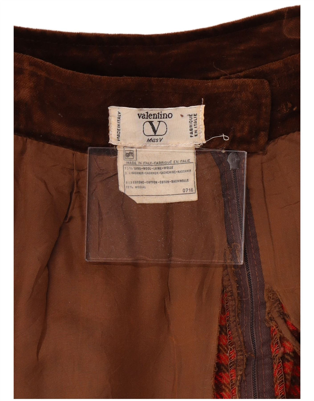 Saia feminina Miss V A-Line VALENTINO W30 lã houndstooth vermelha média