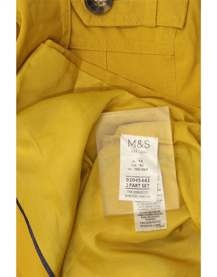 Casaco impermeável feminino Marks & Spencer Reino Unido 14 poliéster amarelo médio
