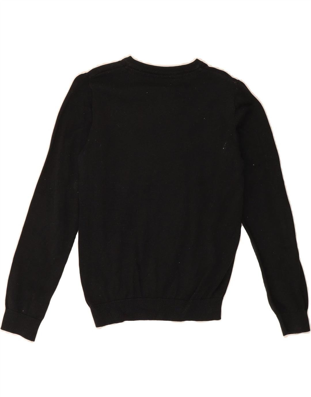 MARKS & SPENCER Girls V-Neck Jumper Sweater 11-12 Years Black Cotton Vintage Marks & Spencer and Second-Hand Marks & Spencer from Messina Hembry 