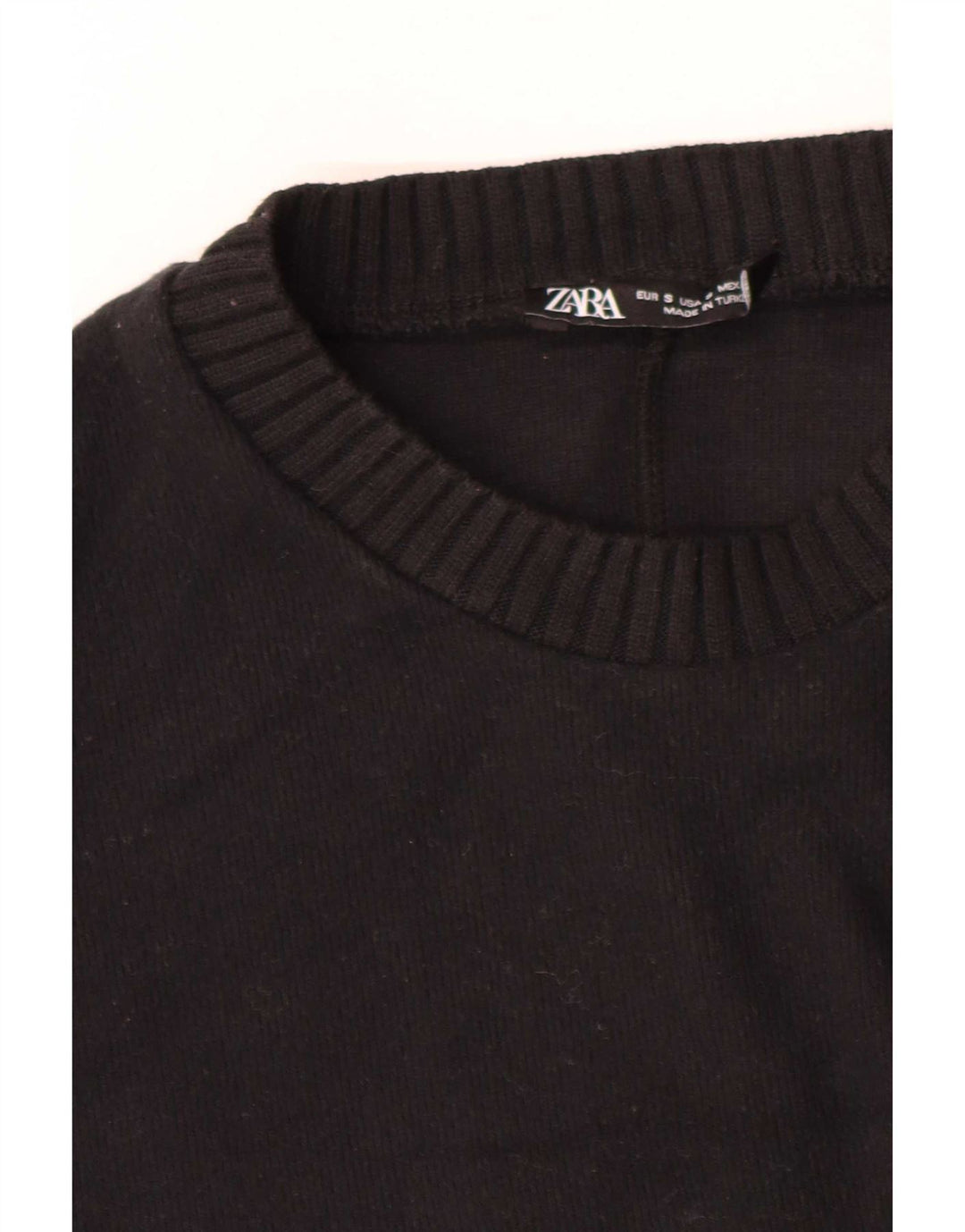 Vestido jumper feminino Zara de manga comprida Reino Unido 10 pequeno poliéster preto