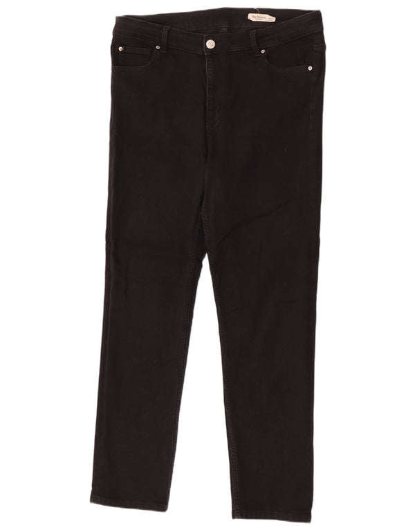 Calça jeans feminina Marks & Spencer The Sienna Straight UK 16 grande W34 L29 preta