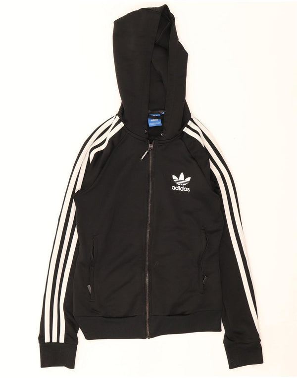 Suéter adidas feminino com capuz e zíper Reino Unido 8 pequeno poliéster preto