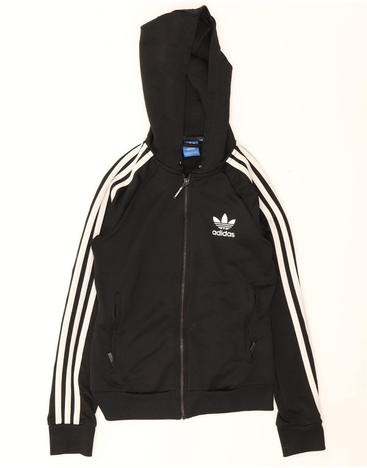 Suéter adidas feminino com capuz e zíper Reino Unido 8 pequeno poliéster preto