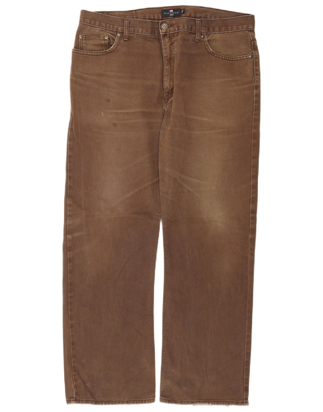 Calça jeans reta masculina Marks & Spencer Blue Harbor W38 L31 algodão marrom