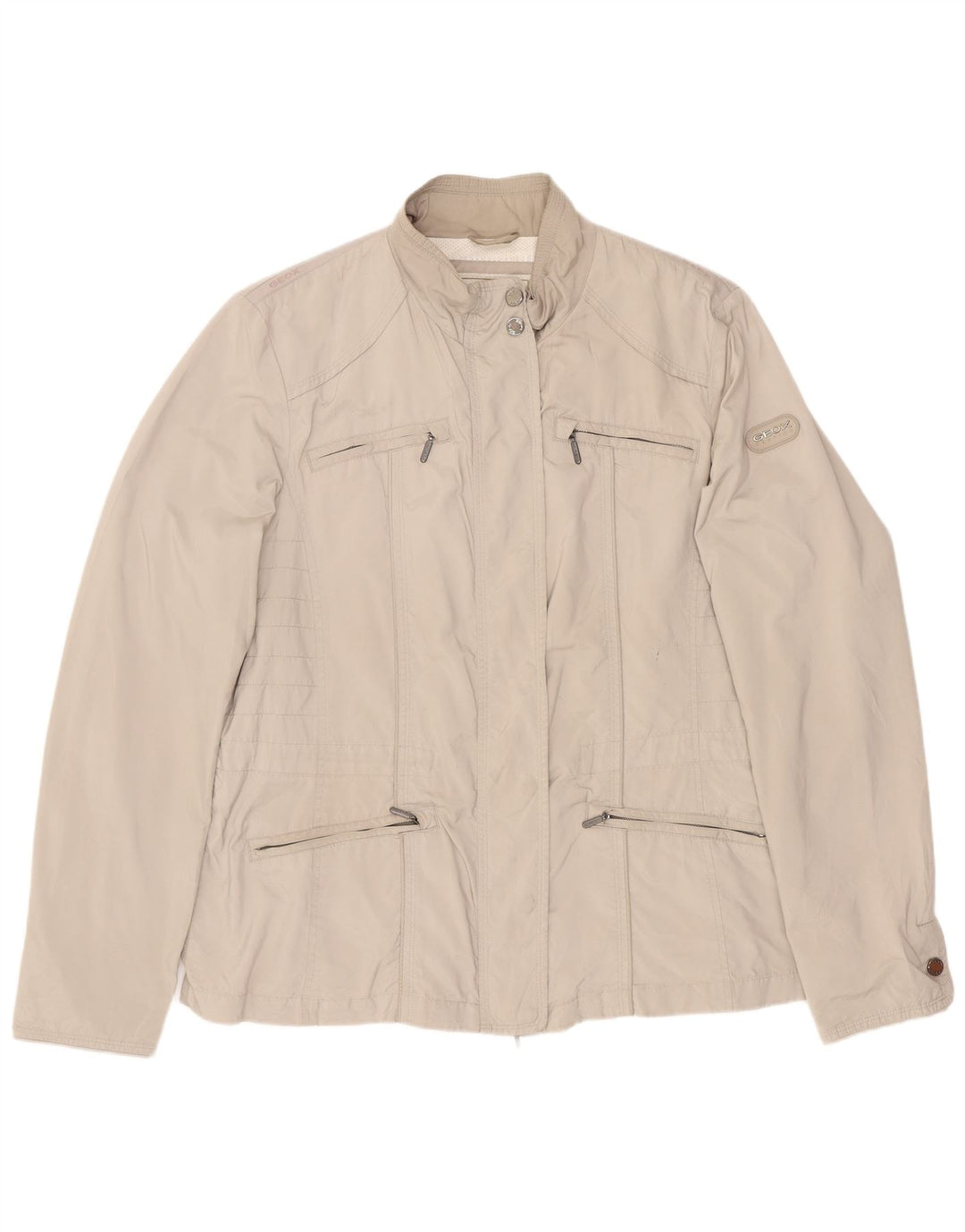 Jaqueta Geox Feminina Respira Utility UK 14 Grande Poliéster Bege