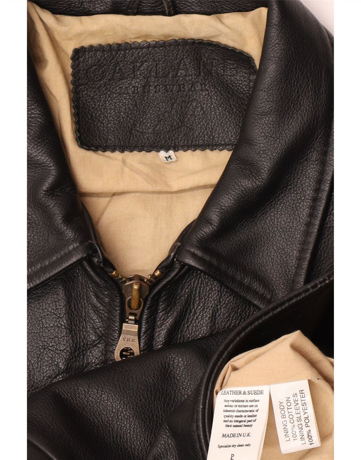 Jaqueta de couro masculina Oakland UK 38 couro preto médio