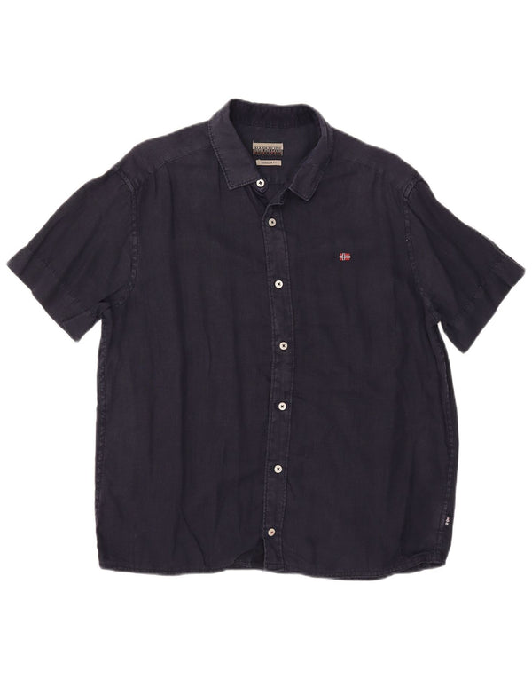 Camisa masculina de manga curta regular fit Napapijri azul marinho médio