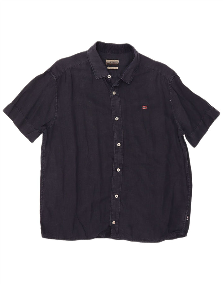 Camisa masculina de manga curta regular fit Napapijri azul marinho médio