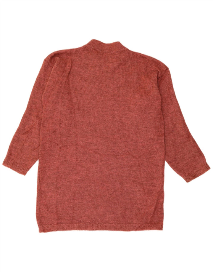Suéter feminino VINTAGE com gola tartaruga gráfica Reino Unido 14 médio marrom