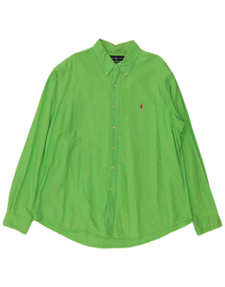 Ralph Lauren Camisa masculina de ajuste personalizado 2XL algodão verde