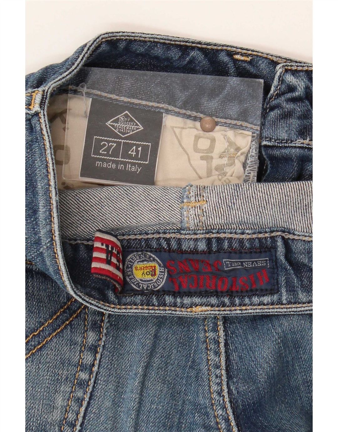 Calça jeans reta feminina Roy Rogers W27 L29 algodão azul