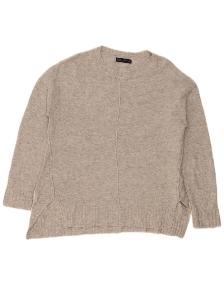 Suéter feminino Marks & Spencer com gola canoa Reino Unido 14 cinza médio manchado