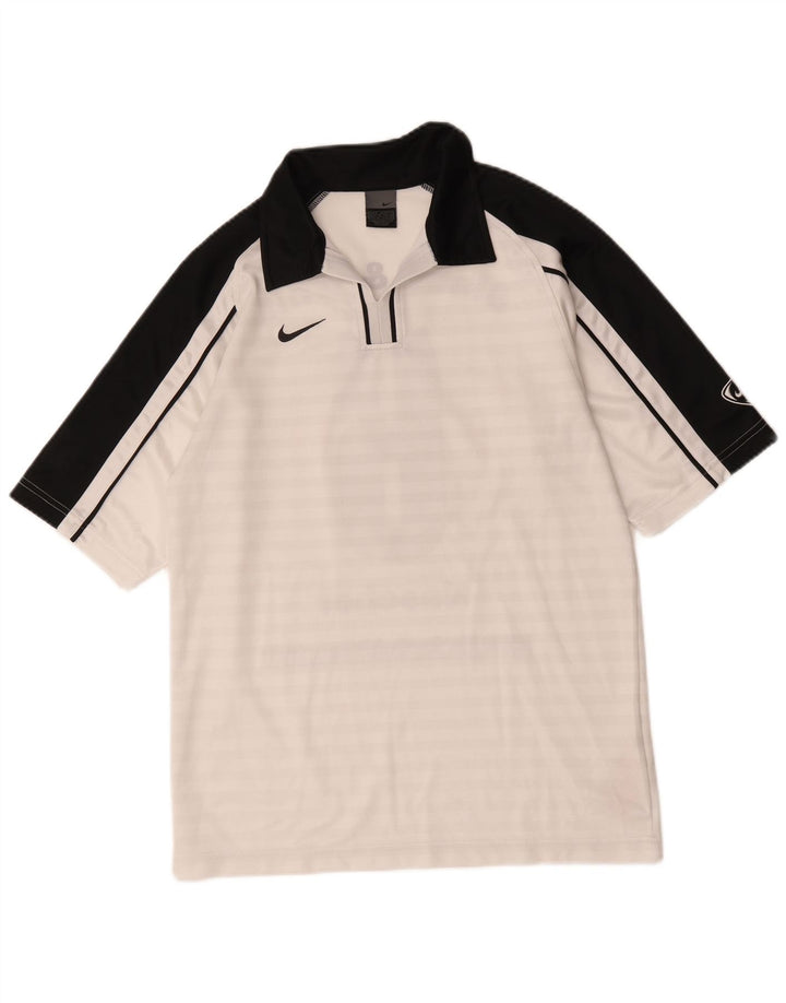 Camisa polo gráfica masculina Nike UK 36/38 pequena branca colorblock poliéster
